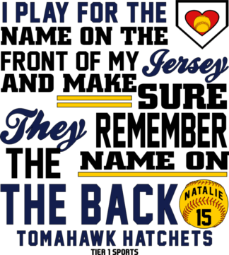 SB11 NAME ON THE FRONT OF MY JERSEY