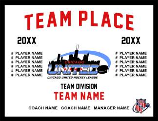 2026 CUHL OFFICIAL TEAM BANNER 18 X 26 - MINIMUM ORDER 8 BANNERS PER ORDER- ANY SIZE