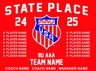 2025 AAU 8U AAA STATE TEAM BANNER 11X15 MINIMUM ORDER 8 BANNERS PER ORDER-ANY SIZE