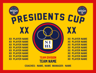 2026 NIHL GIRLS PRESIDENTS CUP HOCKEY TEAM BANNER 13X17  MINIMUM ORDER 8 BANNERS PER ORDER-ANY SIZE